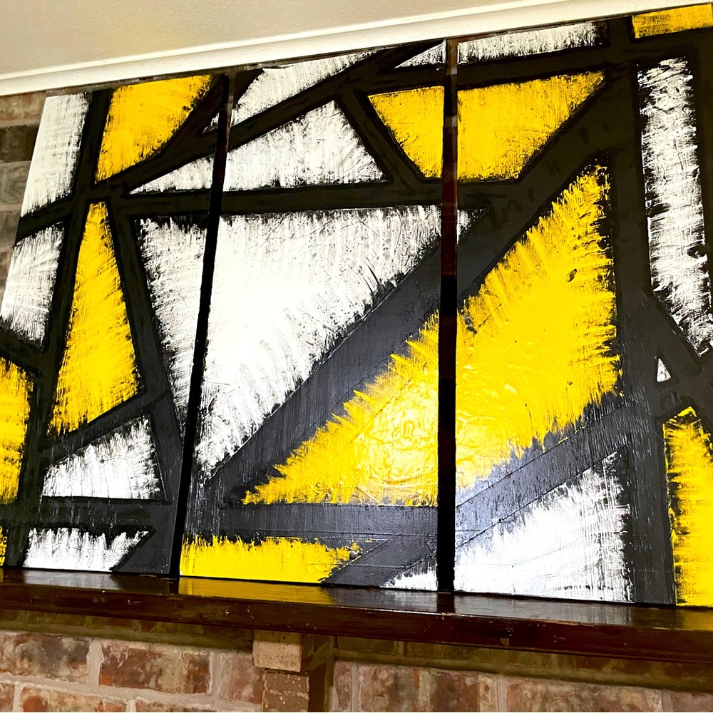 Original hand painted wooden abstract art